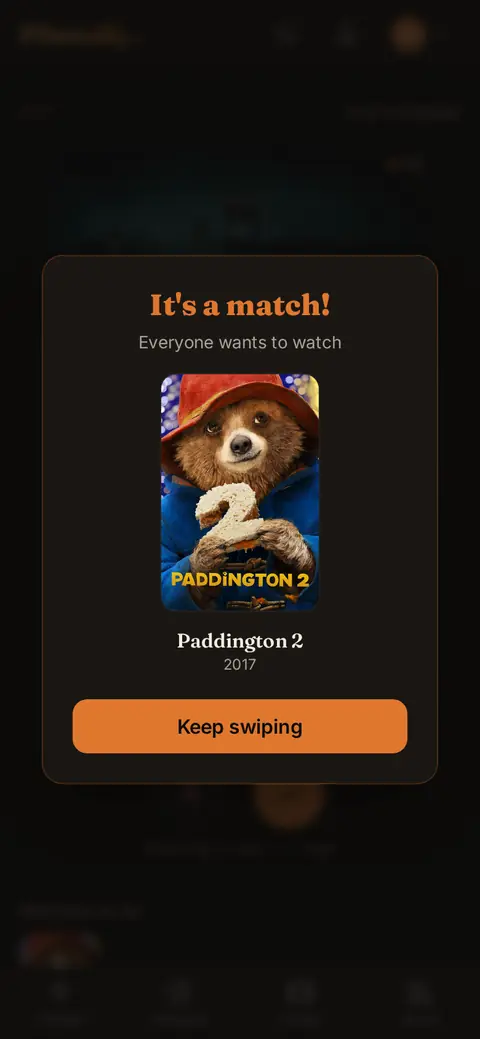 Watch together on a phone: It's a match! after everyone said yes to the same film